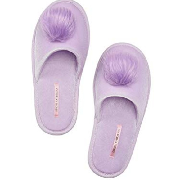 Victoria's Secret Lavender Pom Pom Slippers - NWT - Picture 3 of 3